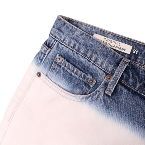 GAP 1969 Girlfriend Jeans in Dip Dye Ivory & Blue Size 31 - Picture 3 of 10